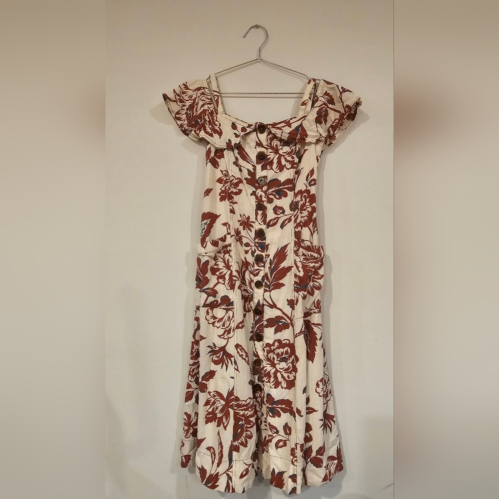 Anthropologie Off-Shoulder Floral Midi Dress